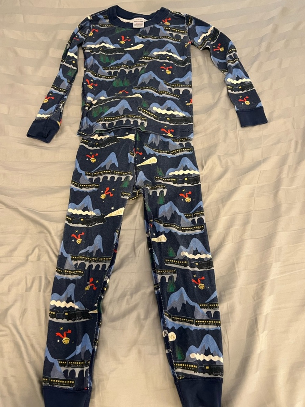 Hanna Andersson Kids Pajamas Set Sz 5 110cm  polar express Organic Cotton